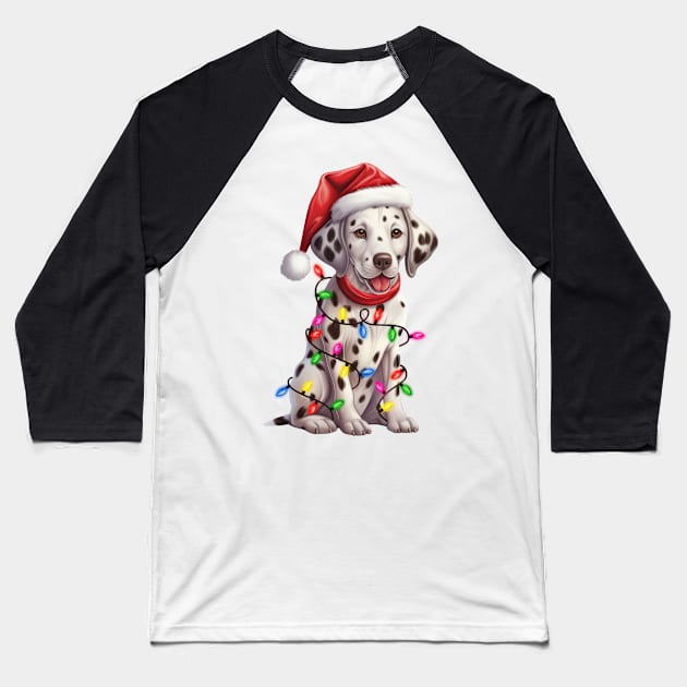 Christmas Dalmatian Baseball T-Shirt by Chromatic Fusion Studio